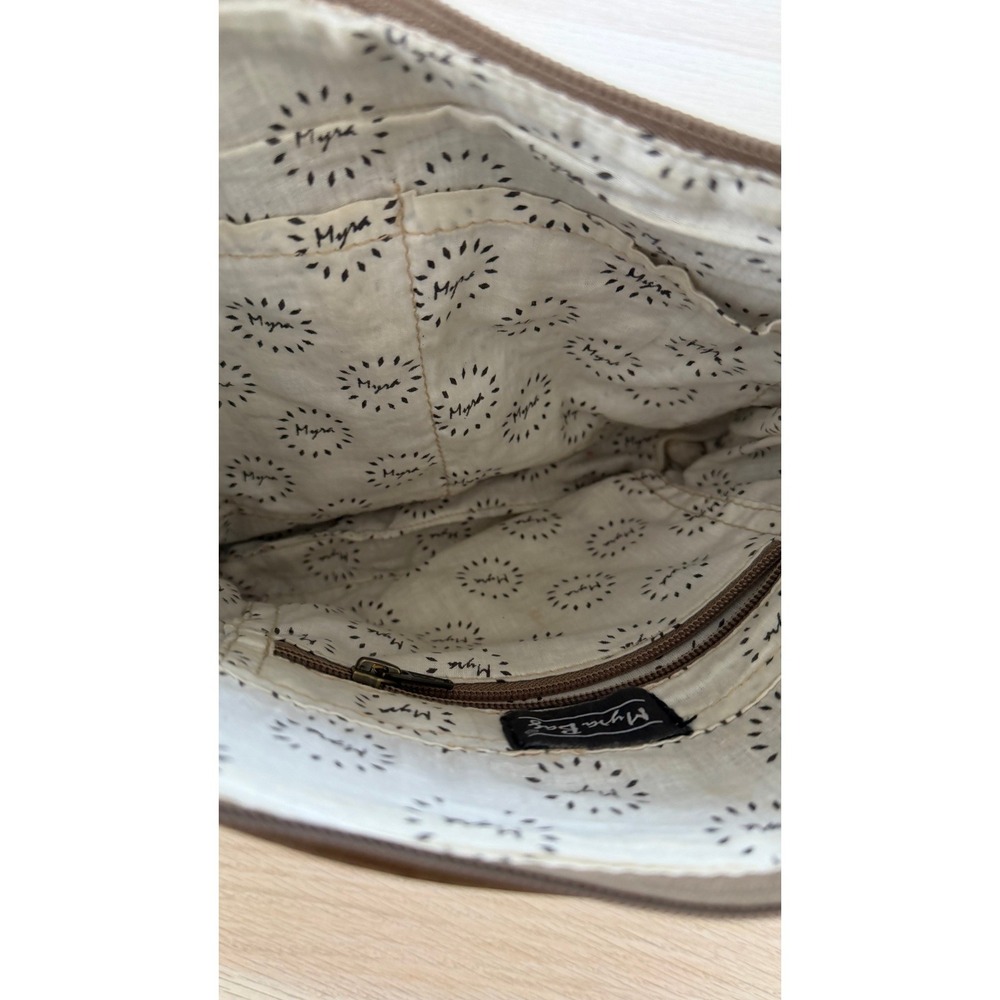 Myra Bag Brown Tooled Floral Embossed Leather Crossbody Shoulder Bag Distressed - Picture 5 of 6